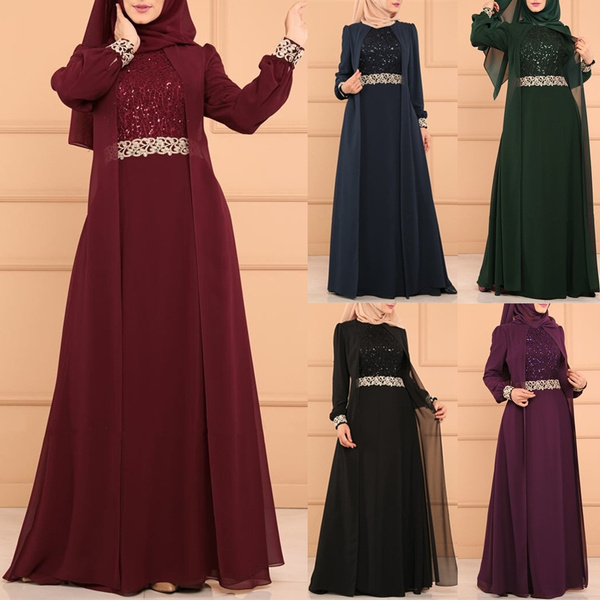 Elegant Muslim Evening Maxi Dress Cape ...